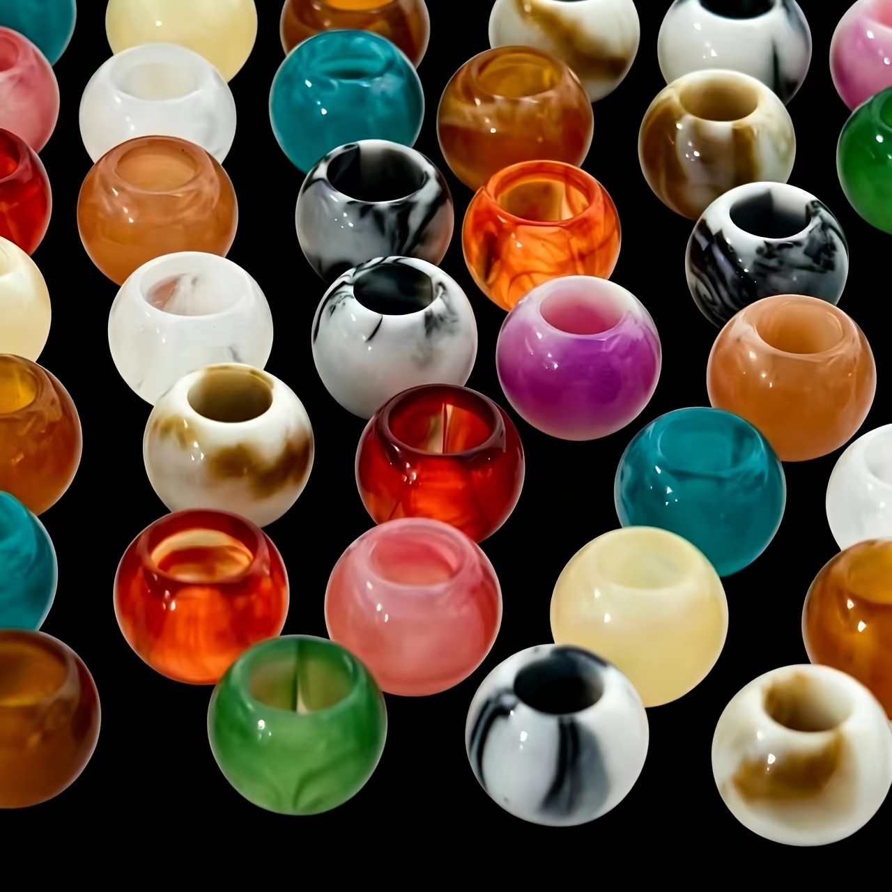 60pcs Acrylic Retro Large Hole Beads for Crafting